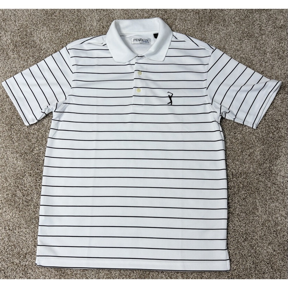 Original Penguin Sport Polo Shirt Mens Medium Excellent Striped Cotton